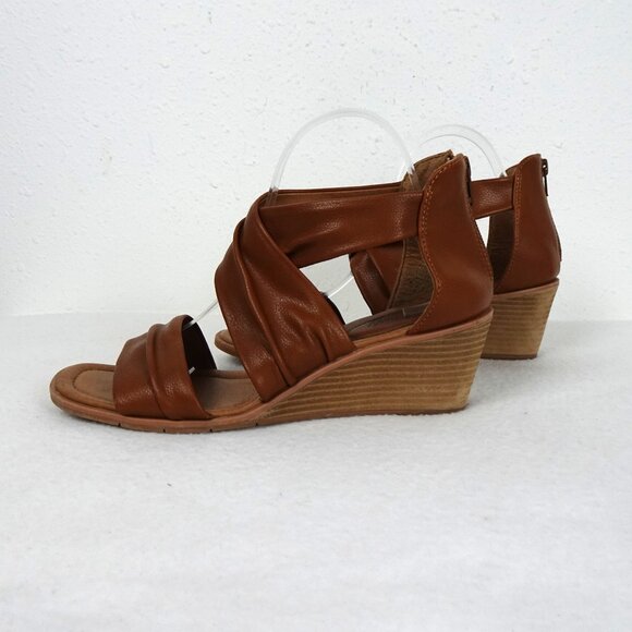 Euro Soft by Sofft Wedge Sandals Women's Size 9M Brown Zip Back Strappy Comfort - Picture 6 of 14